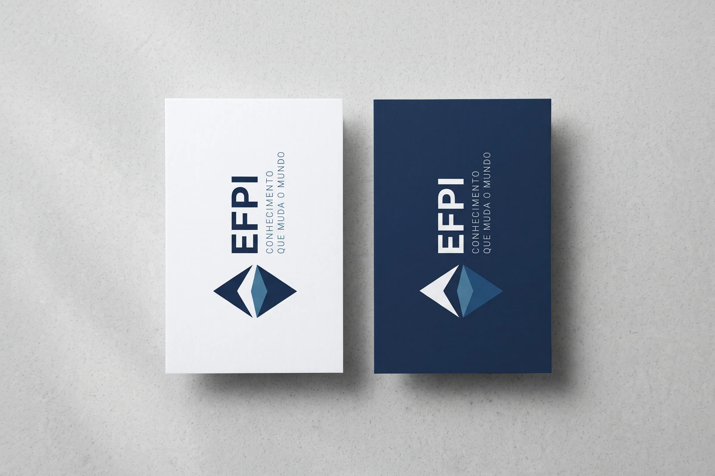 Cartões de visita da EFPI, um branco e um azul