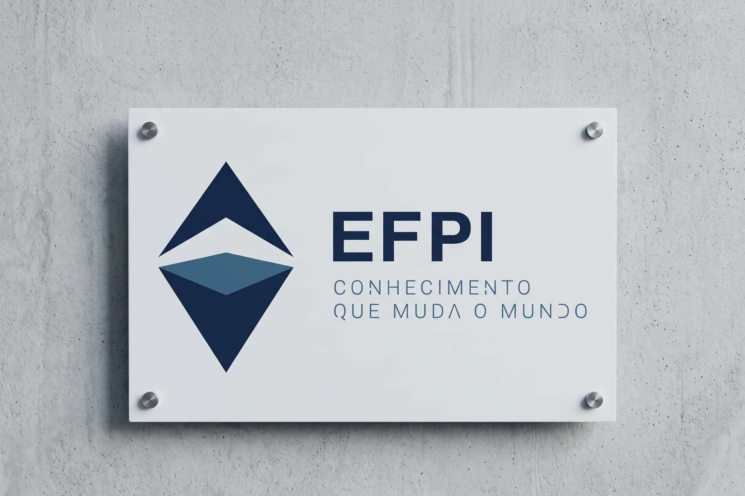 Placa de fachada da EFPI em parede clara