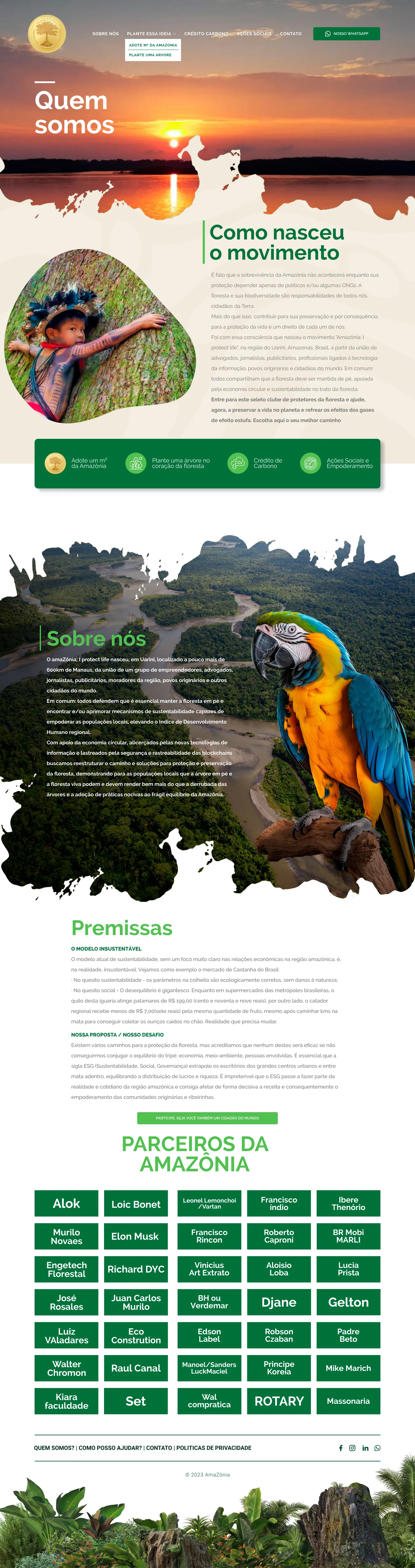 Página Sobre o projeto do site Plante essa ideia