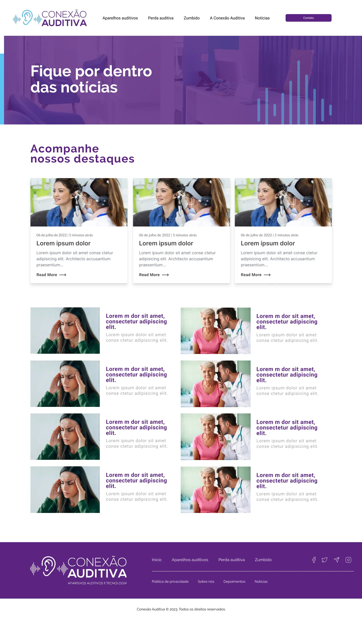 Página Blog do site Conexão Auditiva