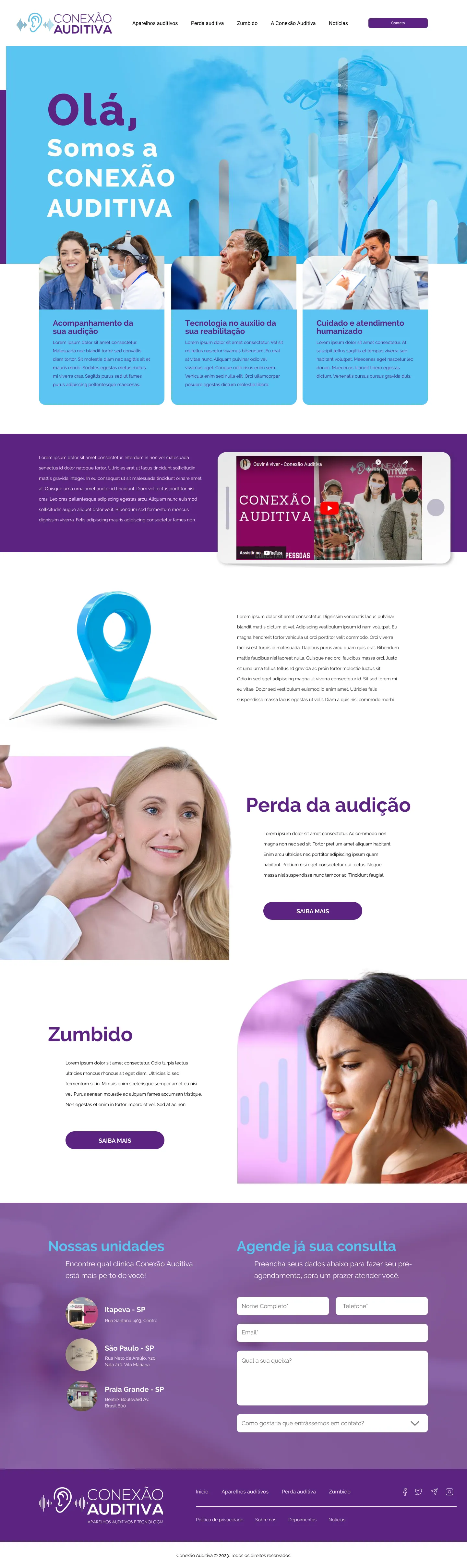Página Home do site Conexão Auditiva