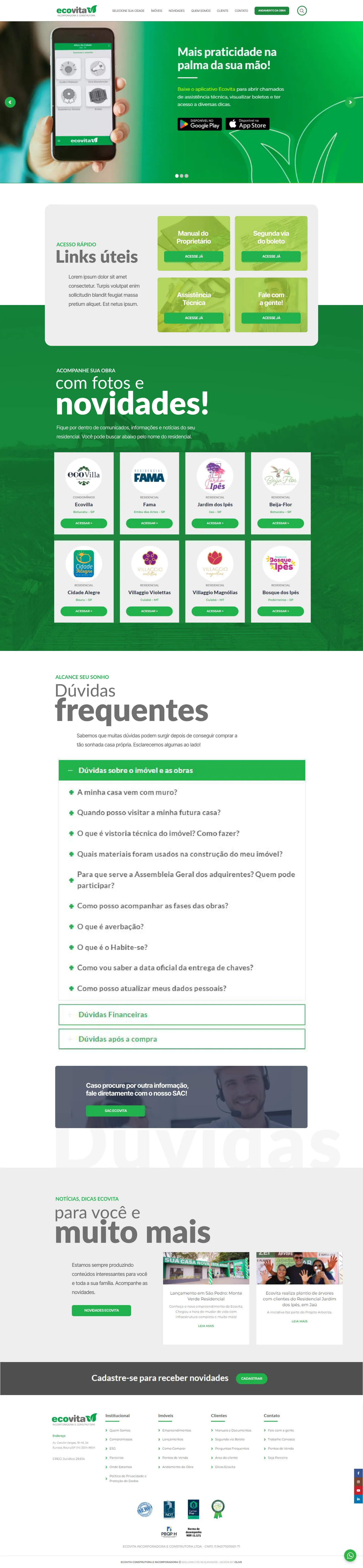 Página Área do cliente · A do site Ecovita