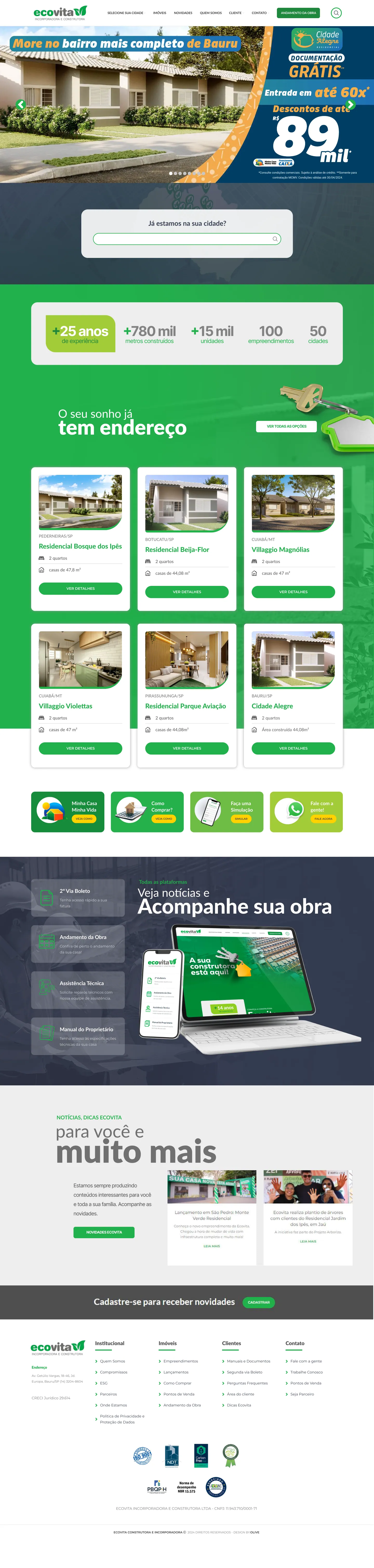 Página Home do site Ecovita