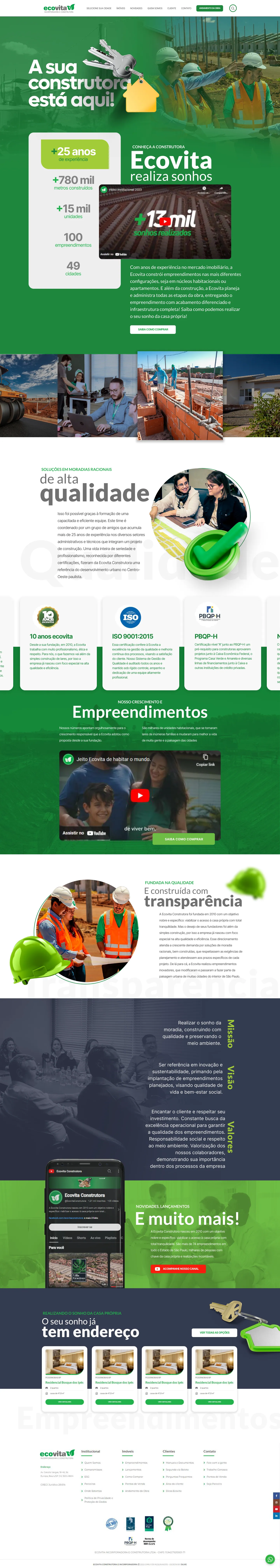 Página Sobre nós do site Ecovita