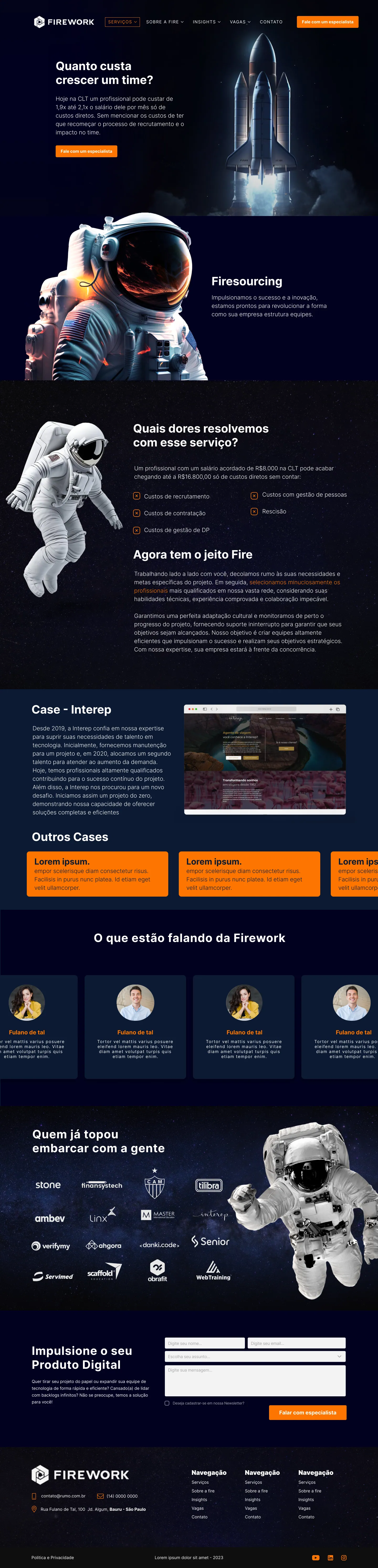Página Firesourcing do site Firework