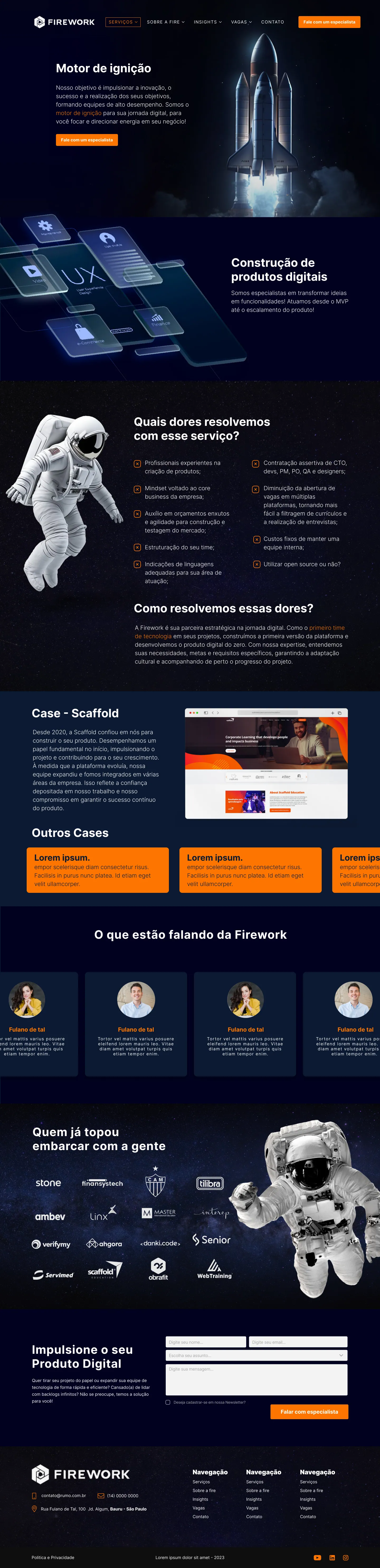 Página Produto digital do site Firework