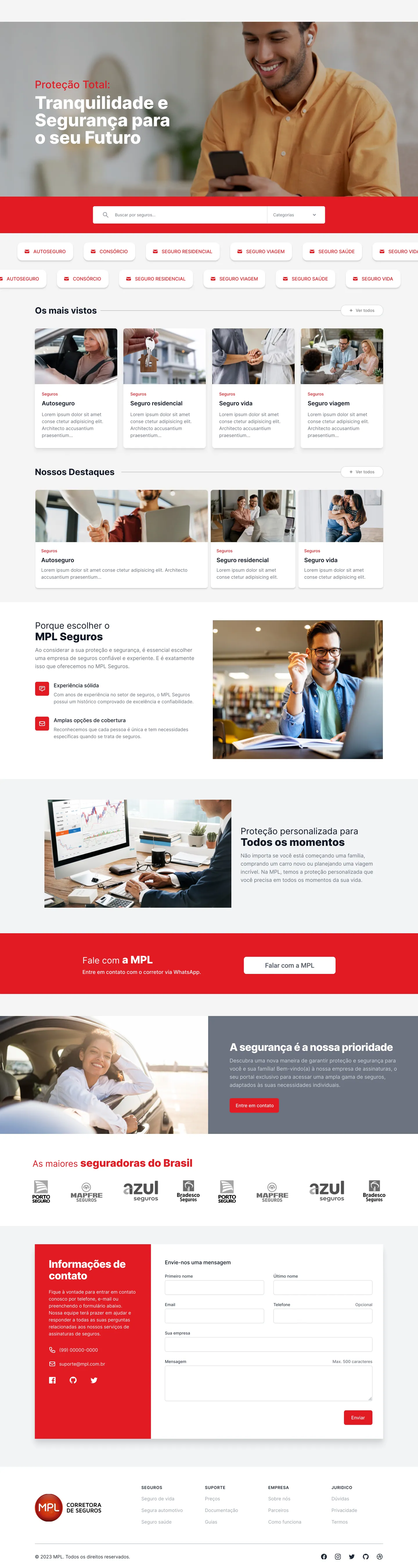 Página One page do site MPL Seguros