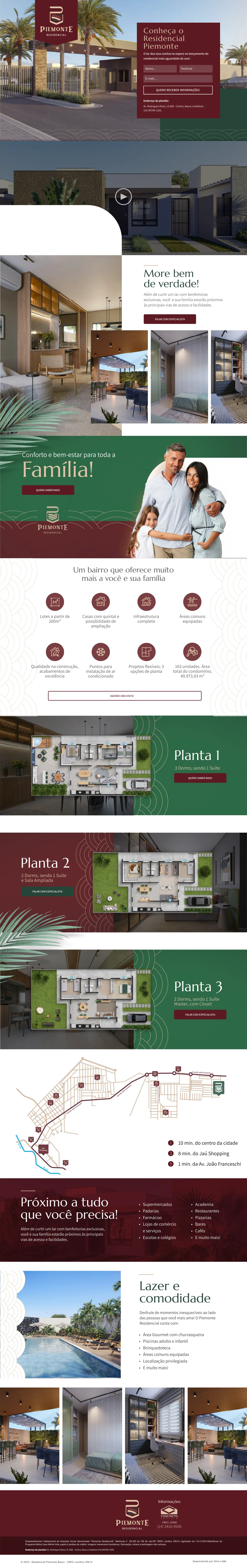 Página Landing page do site Residencial Piemonte
