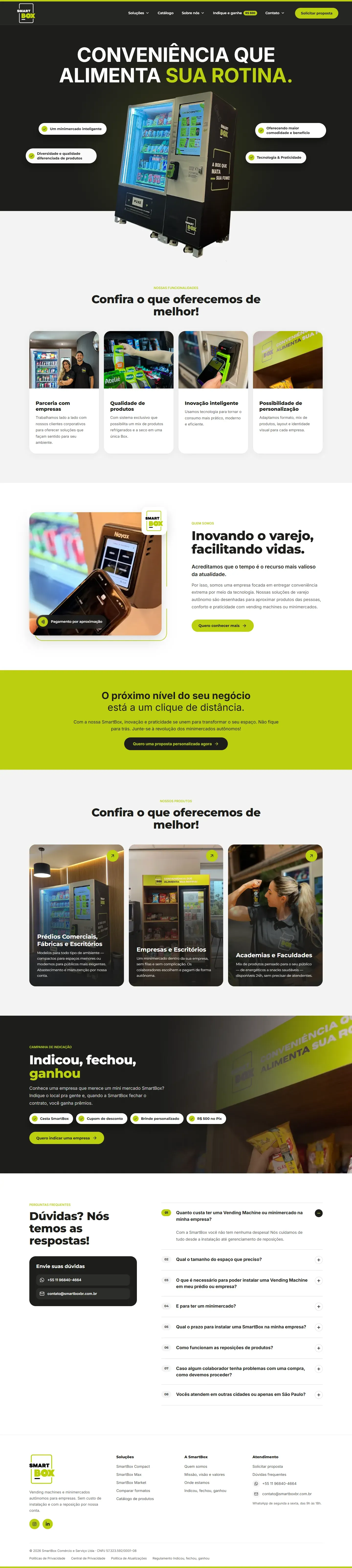 Página Home do site Smart Box