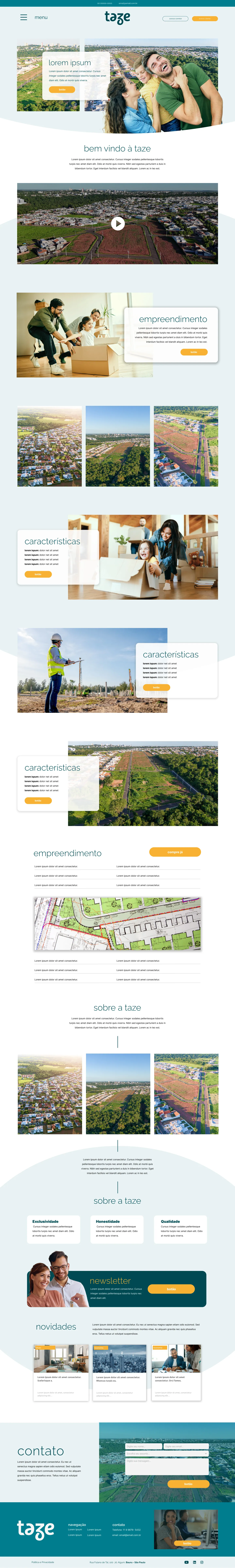 Página One page do site Taze