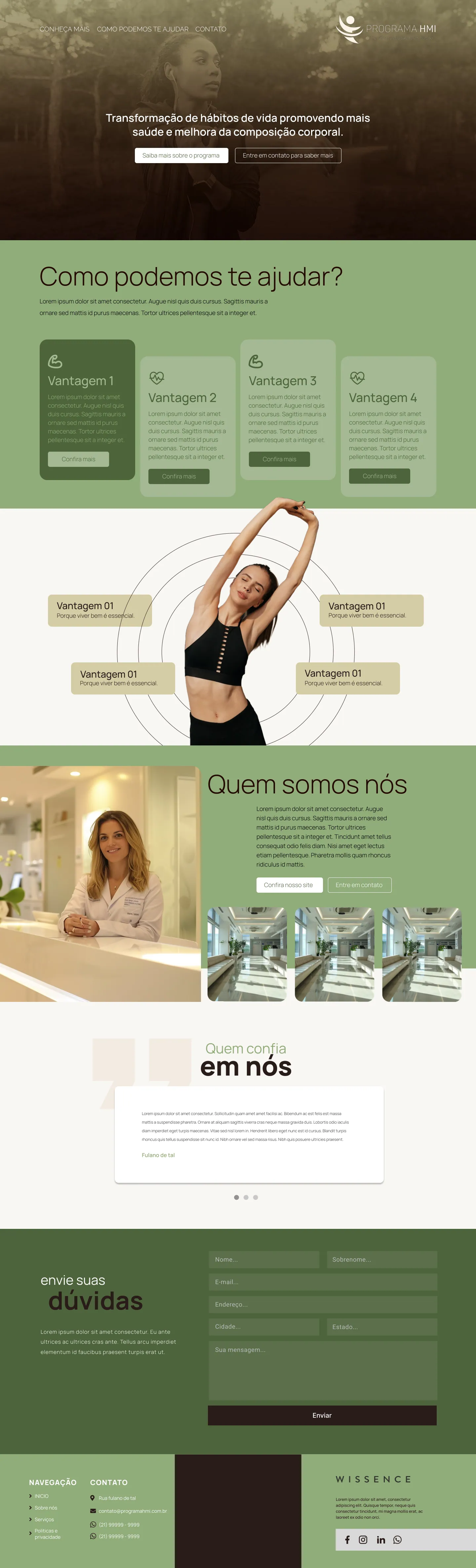 Página Landing page do site Wissence